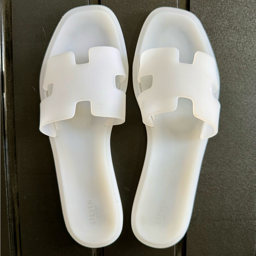 Steven By Steve Madden White Slide Sandals